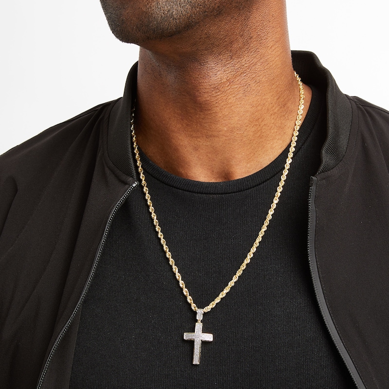 Main Image 5 of Men's Diamond Cross Pendant 1/2 ct tw Round-cut 10K Yellow Gold