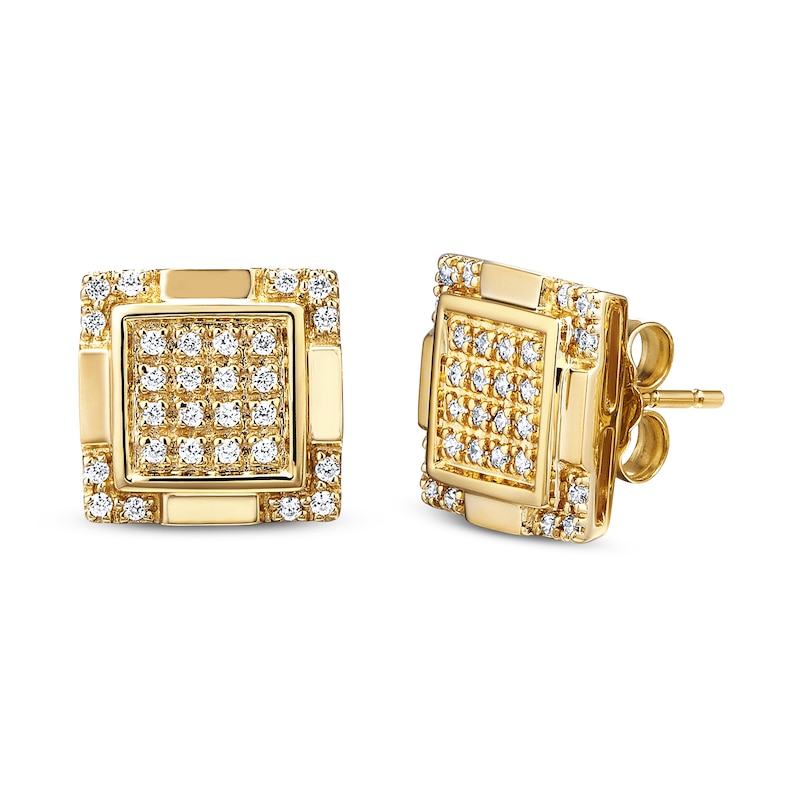 Men's Diamond Earrings 1/5 ct tw Round-cut 10K Yellow Gold
