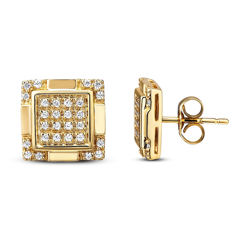 Men's Diamond Earrings 1/5 ct tw Round-cut 10K Yellow Gold