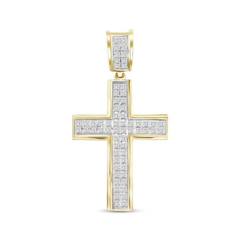 Main Image 1 of Men's Diamond Cross Pendant 1/5 ct tw Round-cut 10K Yellow Gold