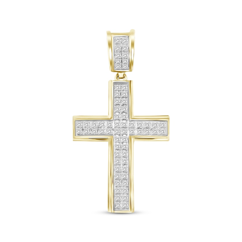 Men's Diamond Cross Pendant 1/5 ct tw Round-cut 10K Yellow Gold