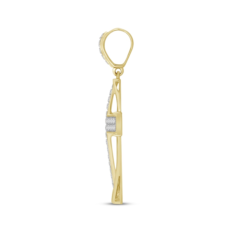 Main Image 3 of Men's Diamond Cross Pendant 1/5 ct tw Round-cut 10K Yellow Gold