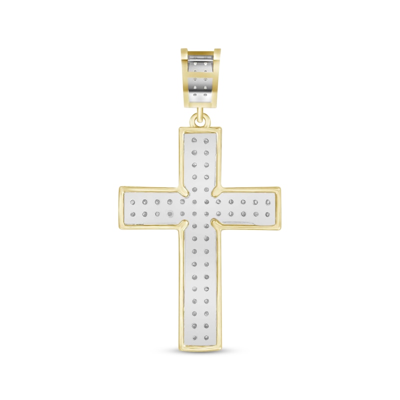 Main Image 4 of Men's Diamond Cross Pendant 1/5 ct tw Round-cut 10K Yellow Gold