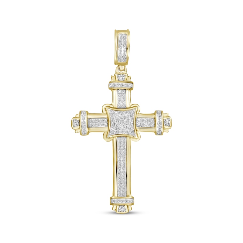 Men's Diamond Cross Pendant 1/2 ct tw Round-cut 10K Yellow Gold