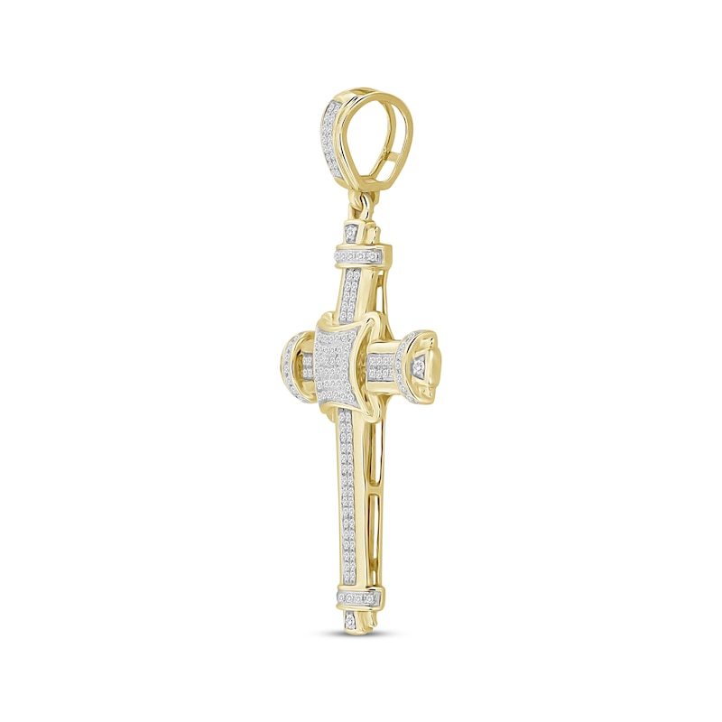 Men's Diamond Cross Pendant 1/2 ct tw Round-cut 10K Yellow Gold