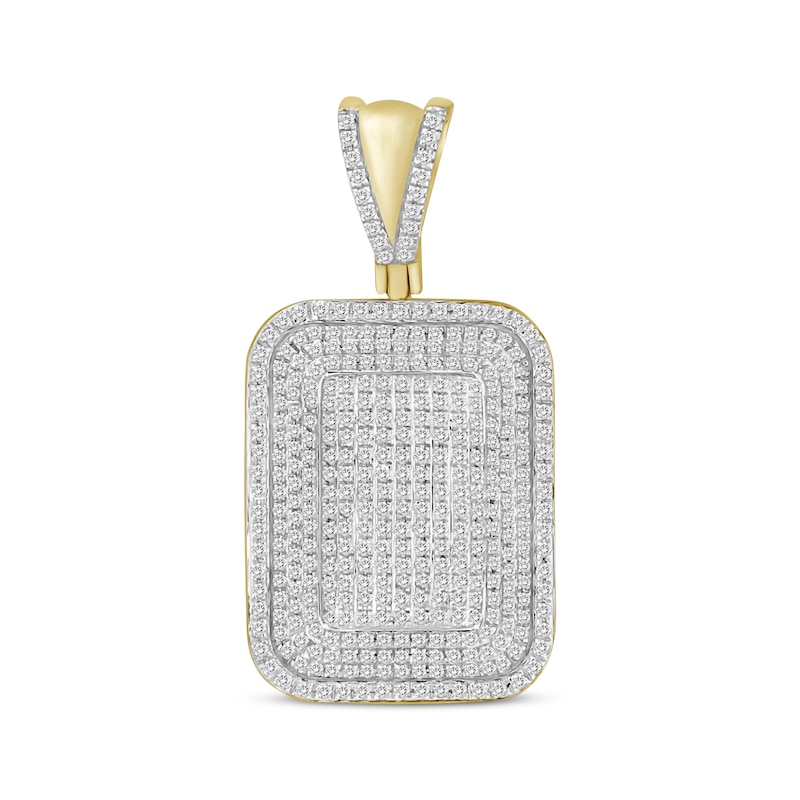 Men's Diamond Dog Tag Pendant 7/8 ct tw Round-cut 10K Yellow Gold