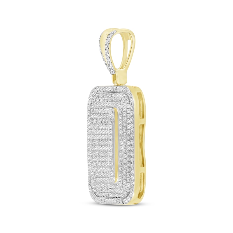 Main Image 2 of Men's Diamond Dog Tag Pendant 7/8 ct tw Round-cut 10K Yellow Gold