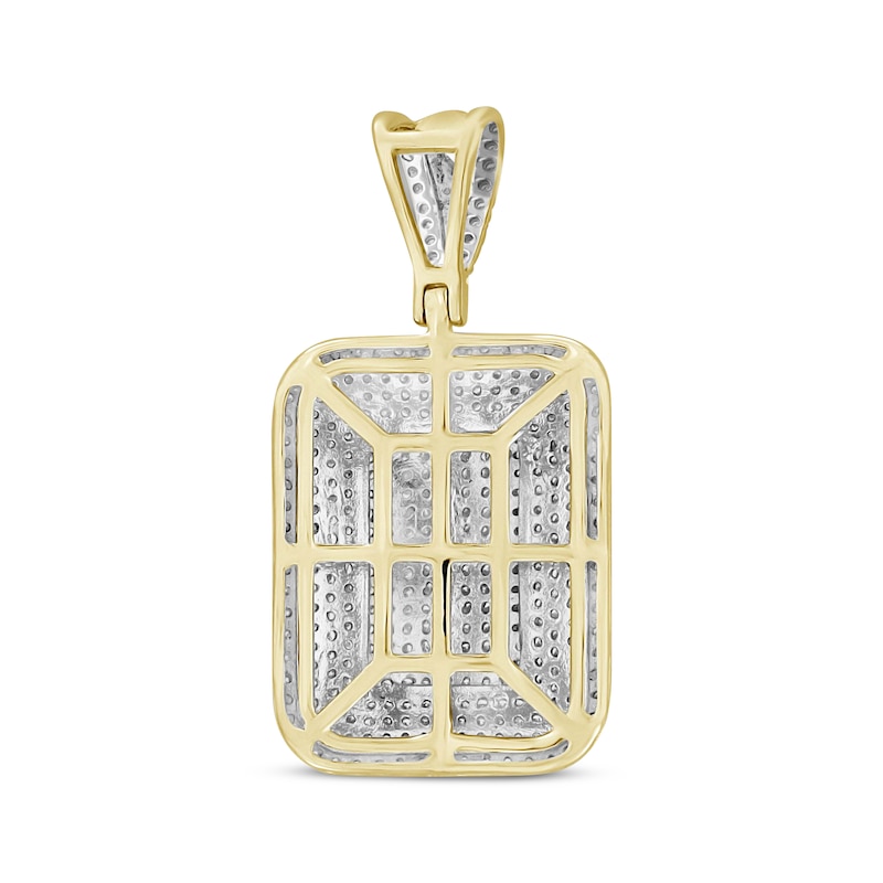 Men's Diamond Dog Tag Pendant 7/8 ct tw Round-cut 10K Yellow Gold