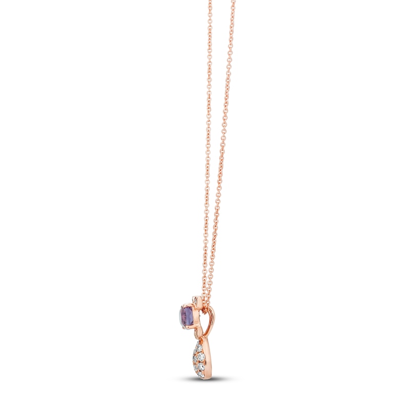 Main Image 2 of Le Vian Amethyst Cat Necklace 1/5 ct tw Diamonds 14K Strawberry Gold 18&quot;