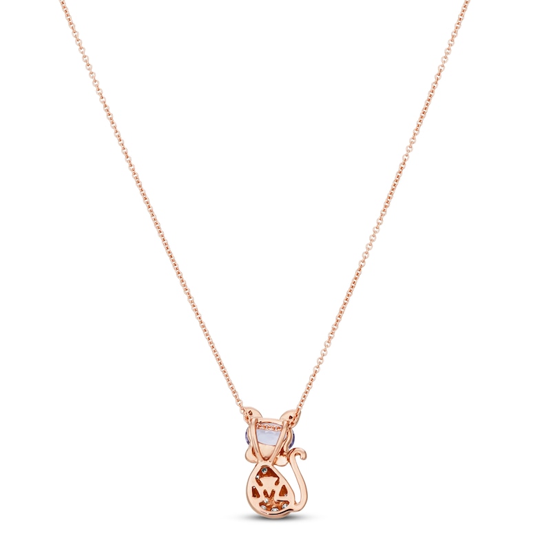 Main Image 3 of Le Vian Amethyst Cat Necklace 1/5 ct tw Diamonds 14K Strawberry Gold 18&quot;