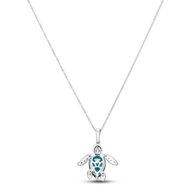 Main Image 3 of Le Vian Blue Topaz Sea Turtle Necklace 1/8 ct tw Diamonds 14K Vanilla Gold 18&quot;