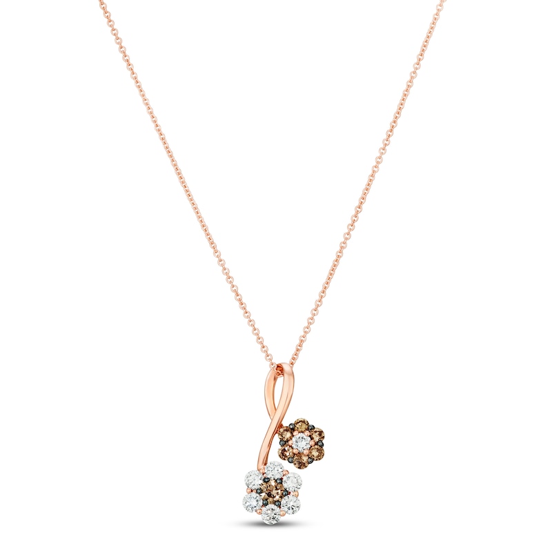 Le Vian Diamond Flower Necklace 7/8 ct tw 14K Strawberry Gold 18"