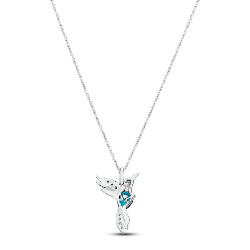 Le Vian Blue Topaz Bird Necklace 1/20 ct tw Diamonds 14K Vanilla Gold 18"