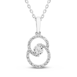 Encircled by Love Diamond Necklace 1/8 ct tw Round-Cut Sterling Silver 18&quot;