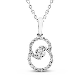 Encircled by Love Diamond Necklace 1/8 ct tw Round-Cut Sterling Silver 18&quot;