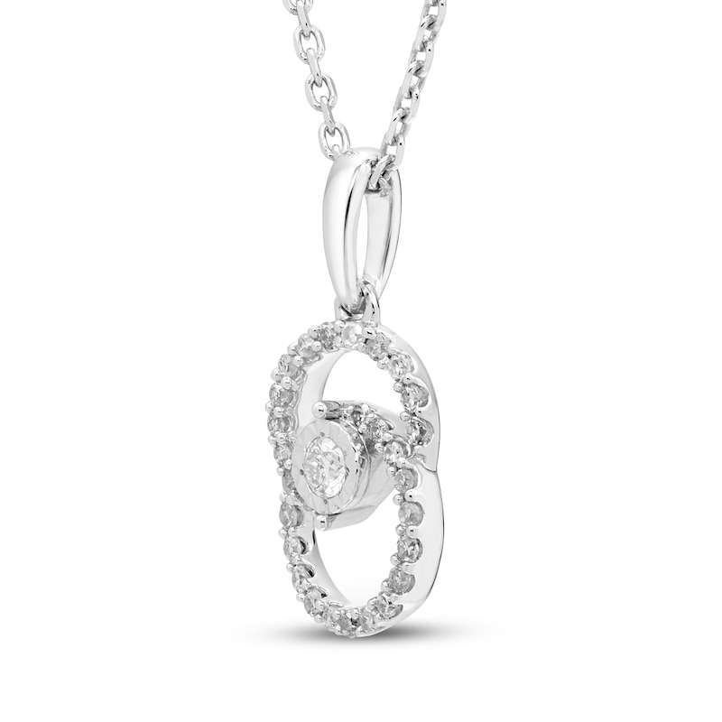 Main Image 2 of Encircled by Love Diamond Necklace 1/8 ct tw Round-Cut Sterling Silver 18&quot;