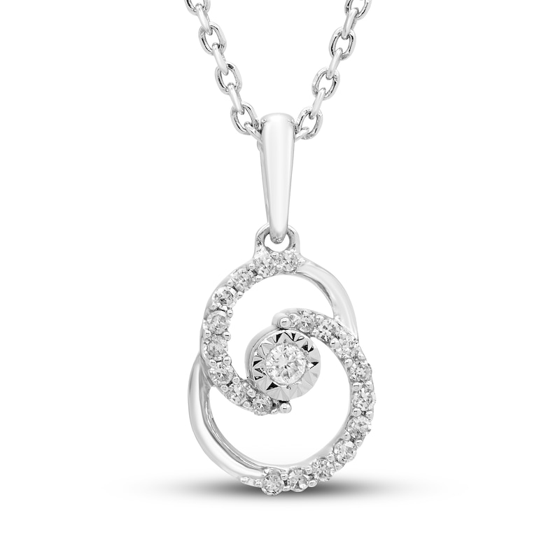Encircled by Love Diamond Necklace Round-Cut Sterling Silver 18"