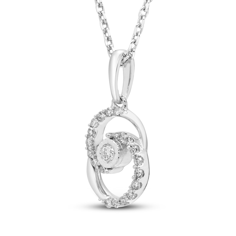 Encircled by Love Diamond Necklace Round-Cut Sterling Silver 18"