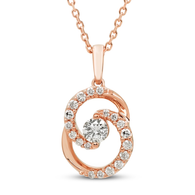 Main Image 1 of Encircled by Love Diamond Necklace 1/3 ct tw Round-cut 10K Rose Gold 18&quot;