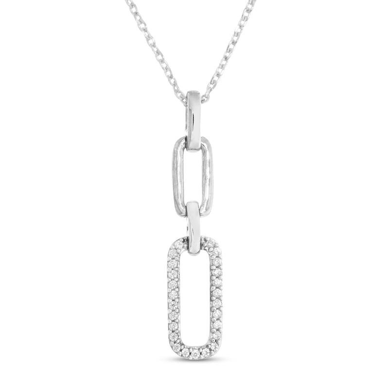 Main Image 1 of Diamond Paperclip Necklace Sterling Silver 18&quot;