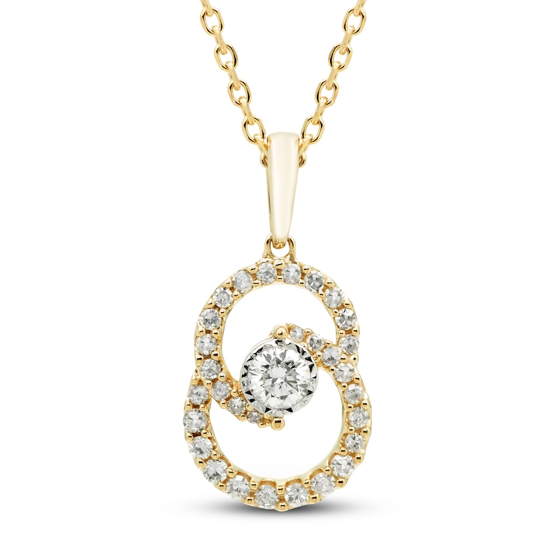 Main Image 1 of Encircled by Love Diamond Necklace 1/4 ct tw Round-cut 10K Yellow Gold 18&quot;