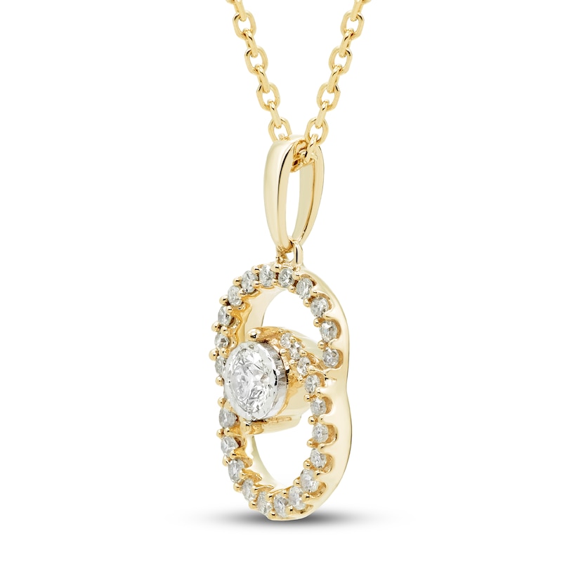 Main Image 2 of Encircled by Love Diamond Necklace 1/4 ct tw Round-cut 10K Yellow Gold 18&quot;