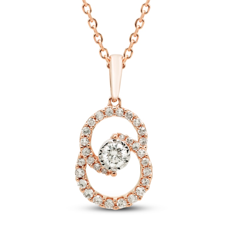 Main Image 1 of Encircled by Love Diamond Necklace 1/4 ct tw Round-cut 10K Rose Gold 18&quot;