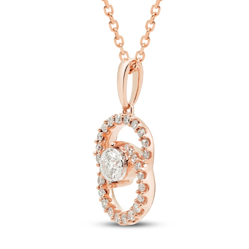 Main Image 2 of Encircled by Love Diamond Necklace 1/4 ct tw Round-cut 10K Rose Gold 18&quot;