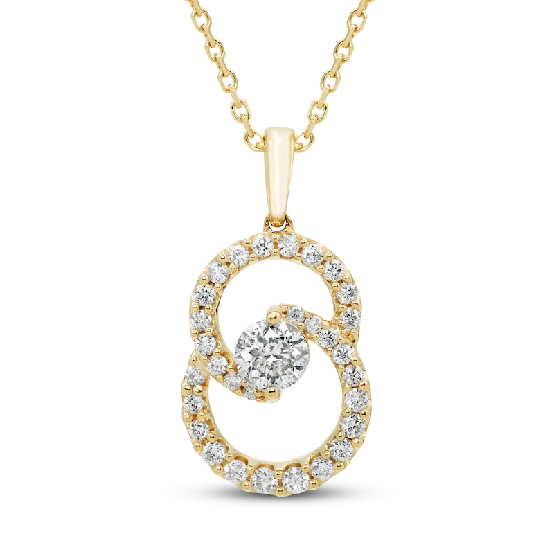 Main Image 1 of Encircled by Love Diamond Necklace 1/2 ct tw Round-cut 10K Yellow Gold 18&quot;
