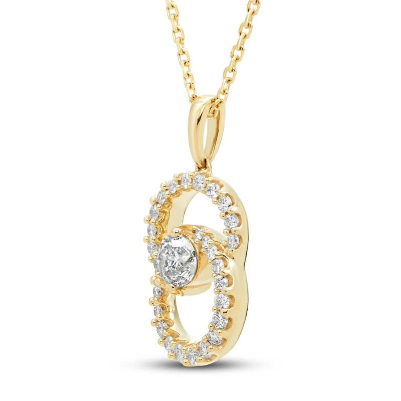 Main Image 2 of Encircled by Love Diamond Necklace 1/2 ct tw Round-cut 10K Yellow Gold 18&quot;