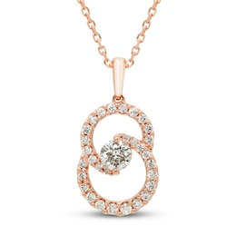 Encircled by Love Diamond Necklace 1/2 ct tw Round-cut 10K Rose Gold 18"