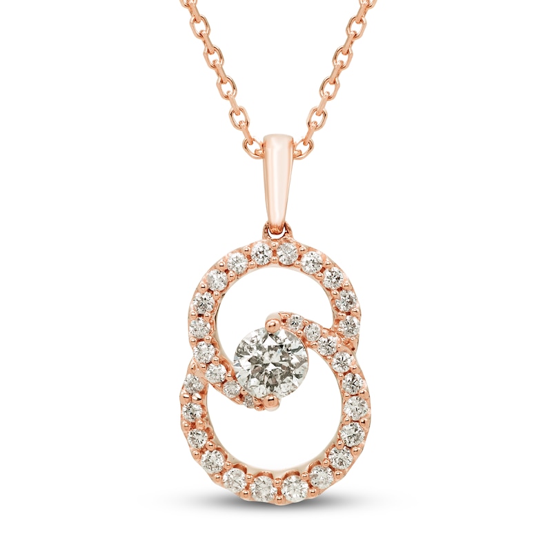 Main Image 1 of Encircled by Love Diamond Necklace 1/2 ct tw Round-cut 10K Rose Gold 18&quot;