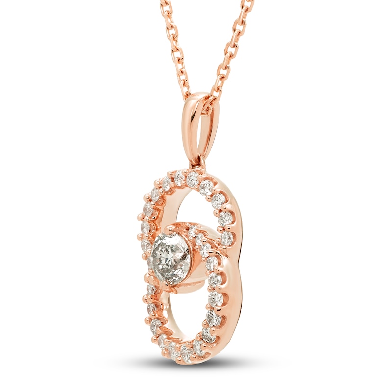 Main Image 2 of Encircled by Love Diamond Necklace 1/2 ct tw Round-cut 10K Rose Gold 18&quot;