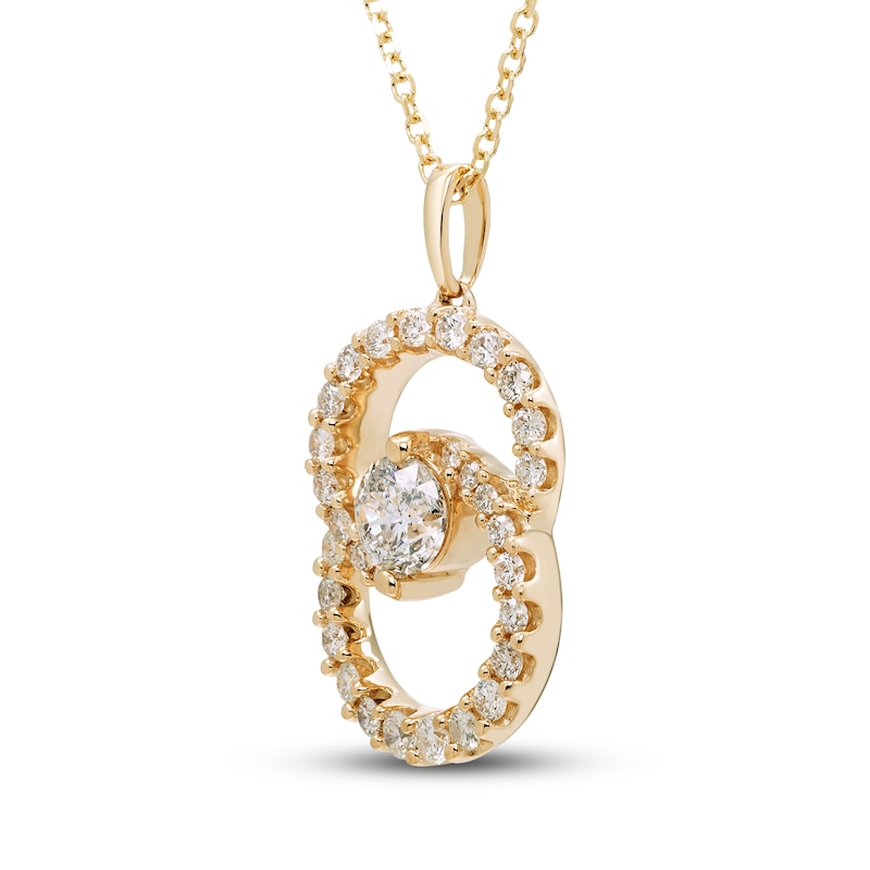 Main Image 2 of Encircled by Love Diamond Necklace 1 ct tw Round-cut 14K Yellow Gold 18&quot;