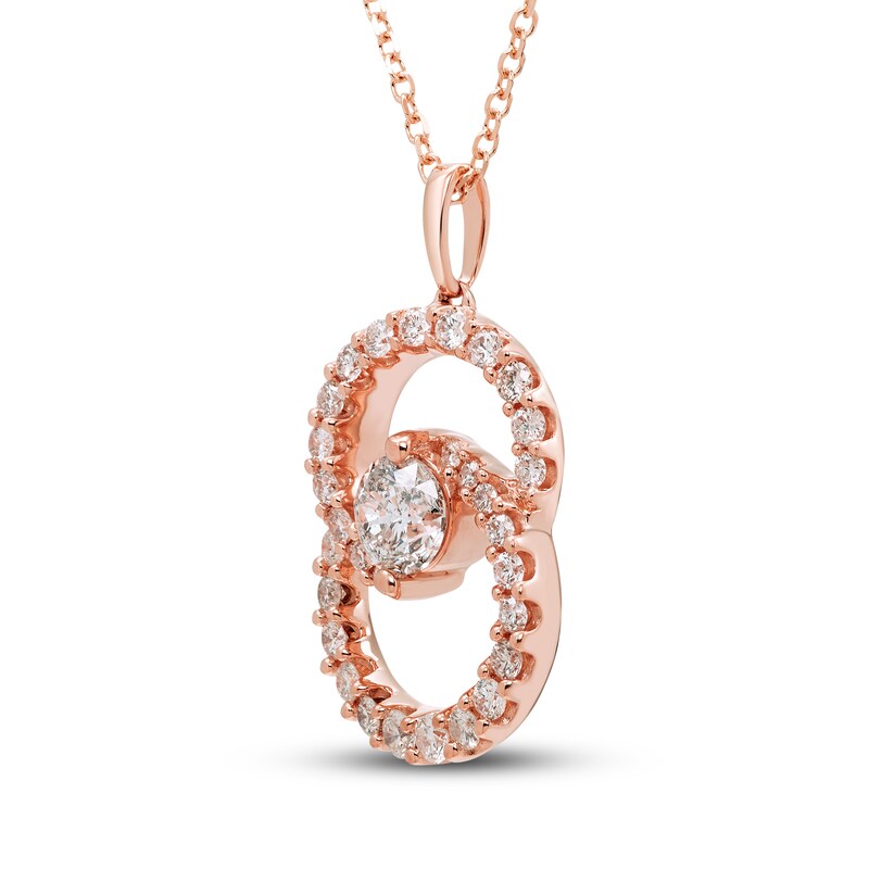 Main Image 2 of Encircled by Love Diamond Necklace 1 ct tw Round-cut 14K Rose Gold 18&quot;