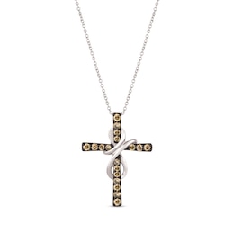 Le Vian Diamond Cross Necklace 1/2 ct tw Round-cut 14K Vanilla Gold 18"