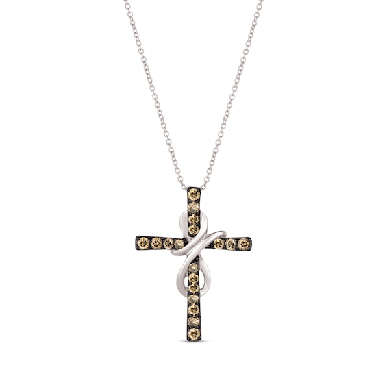 Le Vian Diamond Cross Necklace 1/2 ct tw Round-cut 14K Vanilla Gold 18"