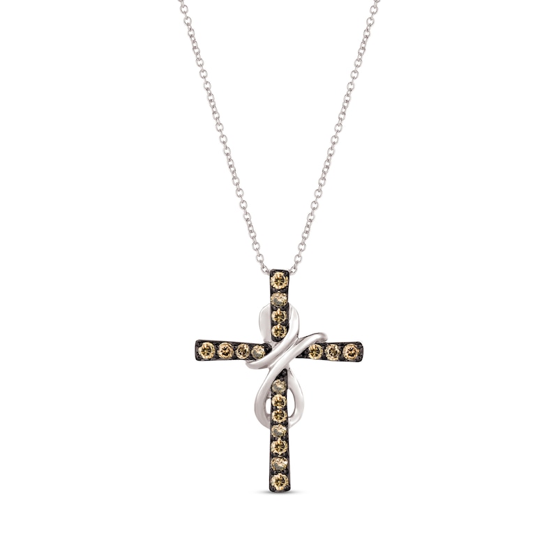 Le Vian Diamond Cross Necklace 1/2 ct tw Round-cut 14K Vanilla Gold 18"