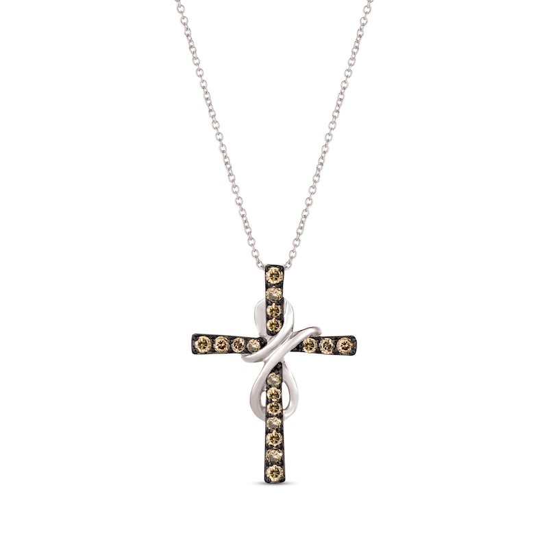 Main Image 1 of Le Vian Diamond Cross Necklace 1/2 ct tw Round-cut 14K Vanilla Gold 18&quot;