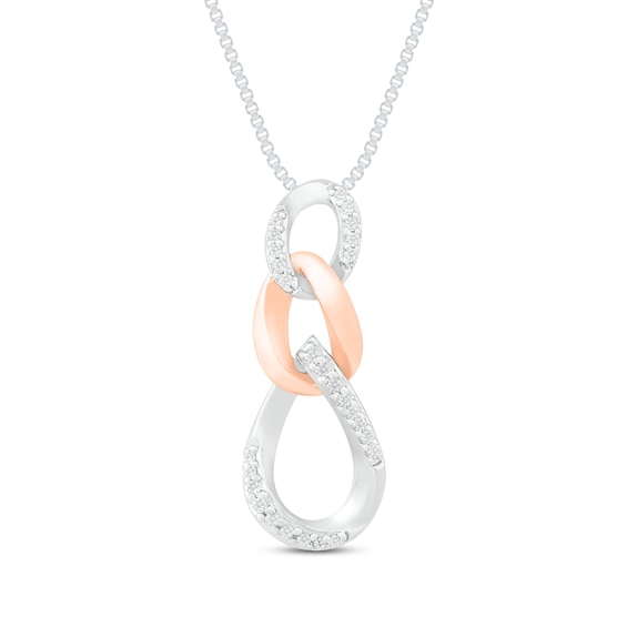 Diamond Necklace 1/8 ct tw Round-Cut 10K Rose Gold & Sterling Silver 18"