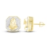 Thumbnail Image 2 of Men's Diamond Christ Earrings 1/4 ct tw 10K Yellow Gold
