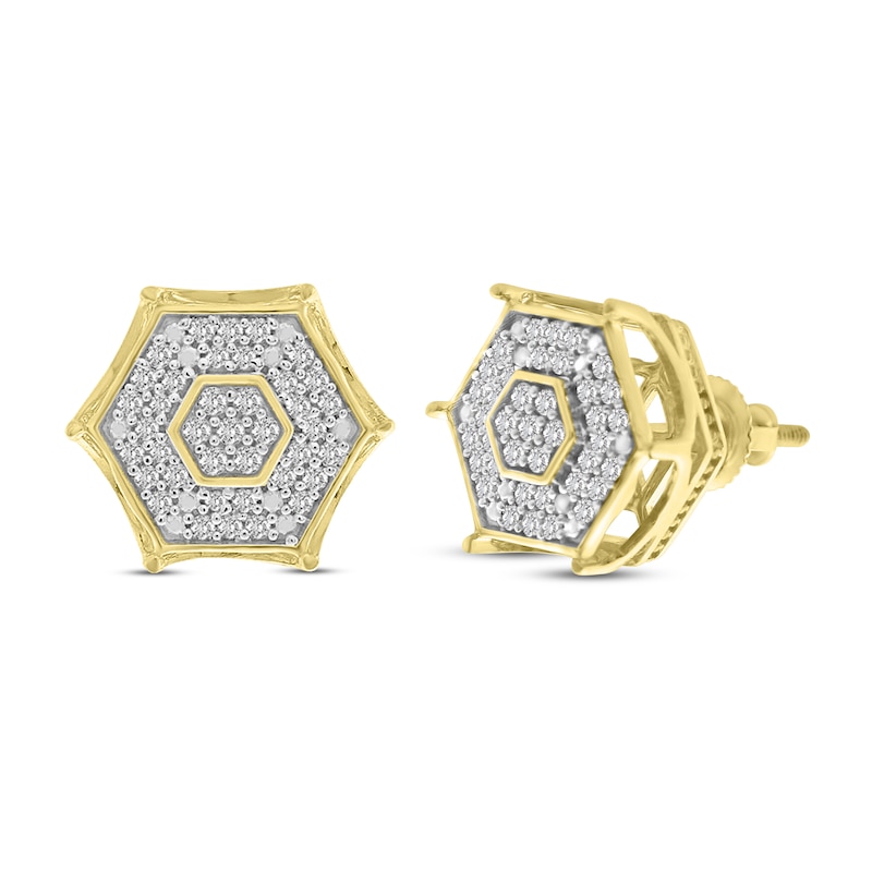 Men's Diamond Stud Earrings 1/4 ct tw Round 10K Yellow Gold