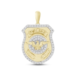 Men's Diamond Police Badge Pendant 1/5 ct tw Round-cut 10K Yellow Gold