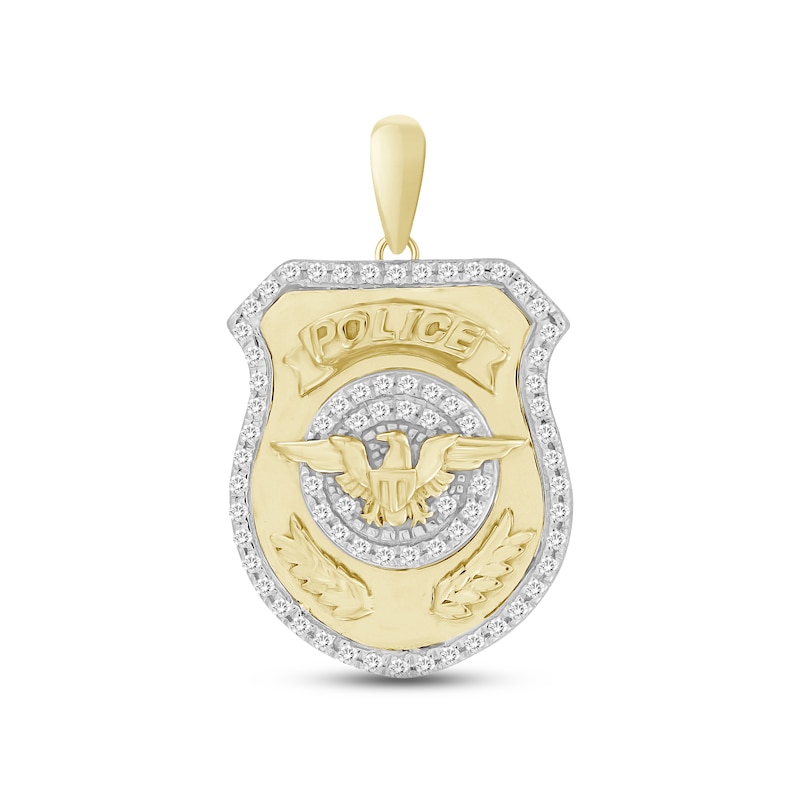 Main Image 1 of Men's Diamond Police Badge Pendant 1/5 ct tw Round-cut 10K Yellow Gold