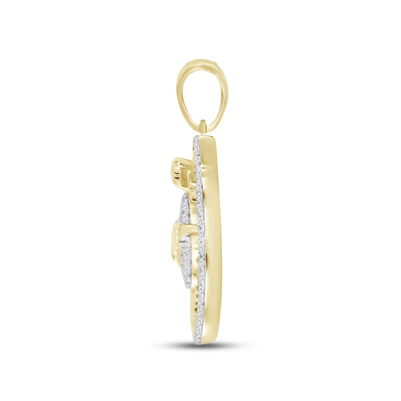 Main Image 3 of Men's Diamond Police Badge Pendant 1/5 ct tw Round-cut 10K Yellow Gold