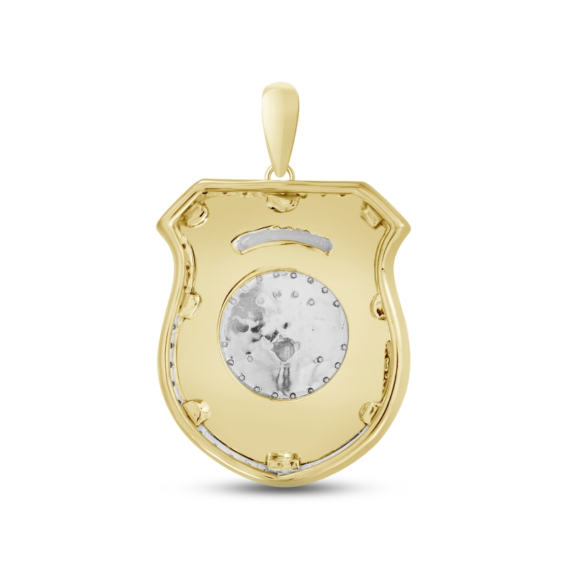 Main Image 4 of Men's Diamond Police Badge Pendant 1/5 ct tw Round-cut 10K Yellow Gold