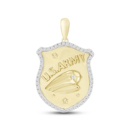 Men's Diamond Army Pendant 1/6 ct tw Round-cut 10K Yellow Gold