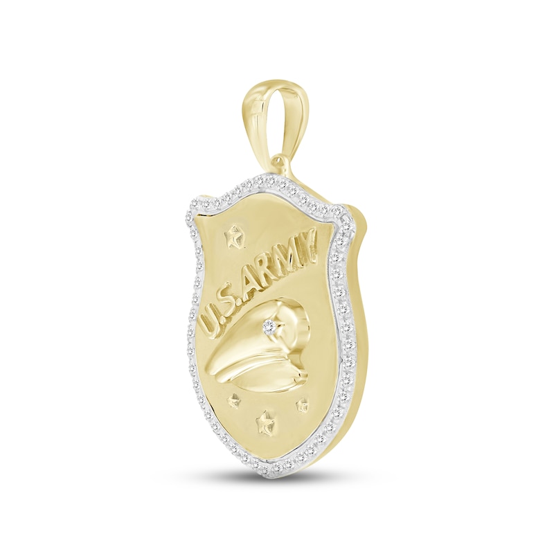 Men's Diamond Army Pendant 1/6 ct tw Round-cut 10K Yellow Gold