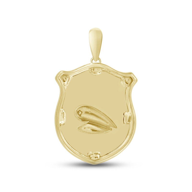 Main Image 4 of Men's Diamond Army Pendant 1/6 ct tw Round-cut 10K Yellow Gold