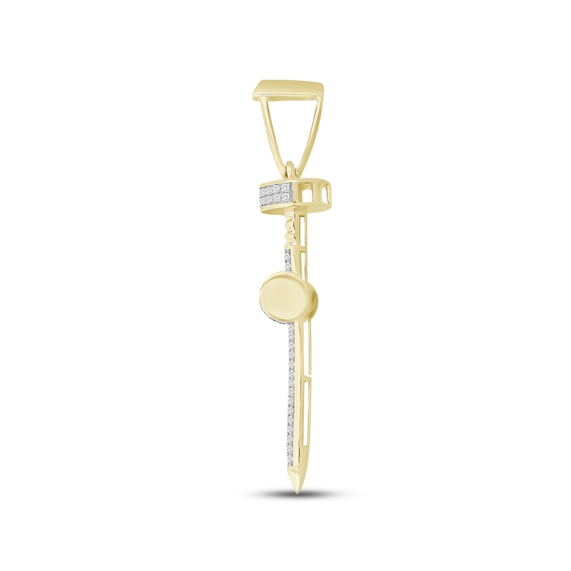 Main Image 3 of Men's Diamond Tri-Nail Cross Pendant 1/3 ct tw Round-cut 10K Yellow Gold